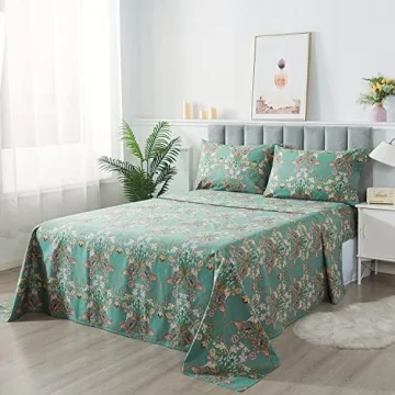 FADFAY King Size Floral Sheets Luxury Cotton Bedding Set