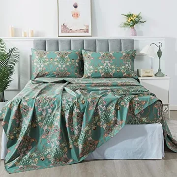 FADFAY King Size Floral Sheets Luxury Cotton Bedding Set