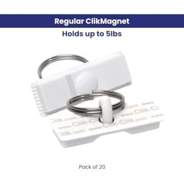 Regular ClikMagnet Ceiling Hooks - Strong Magnets to Hang Displays, Signs and More - Magnets with 5 lbs Pull - Pack of 20, White