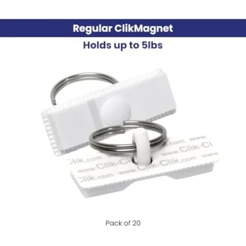 Regular ClikMagnet Ceiling Hooks - Strong Magnets to Hang Displays, Signs and More - Magnets with 5 lbs Pull - Pack of 20, White