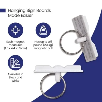 Regular ClikMagnet Ceiling Hooks - Strong Magnets to Hang Displays, Signs and More - Magnets with 5 lbs Pull - Pack of 20, White