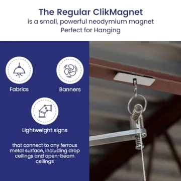 Regular ClikMagnet Ceiling Hooks - Strong Magnets to Hang Displays, Signs and More - Magnets with 5 lbs Pull - Pack of 20, White