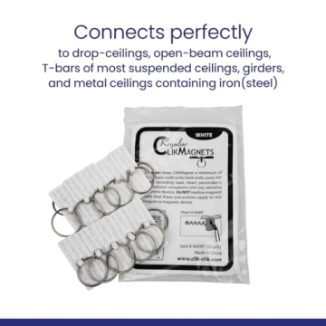Regular ClikMagnet Ceiling Hooks - Strong Magnets to Hang Displays, Signs and More - Magnets with 5 lbs Pull - Pack of 20, White