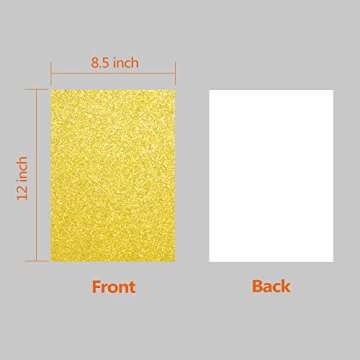 Gold Glitter Cardstock, 60Pcs Gold Glitter Paper for Cricut, Gold Card Stock for DIY Projects, Craft...