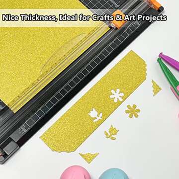 Gold Glitter Cardstock, 60Pcs Gold Glitter Paper for Cricut, Gold Card Stock for DIY Projects, Crafts, Scrapbook, Cake Topper, Birthday and Wedding Invitations, 250GSM, 12x8.5 inches