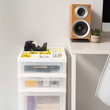 IRIS 4-Drawer Storage Cart with Organizer Top White