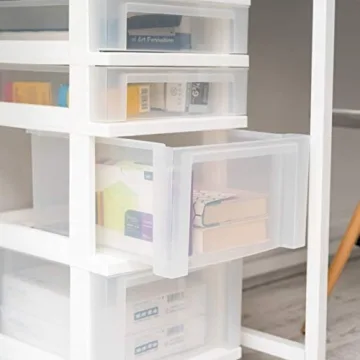 IRIS 4-Drawer Storage Cart with Organizer Top White