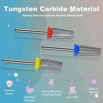 3Pcs Carbide 5 in 1 Nail Drill Bit Set- Two Way Rotate Use for Both Left and Right Handed- XF， F?...