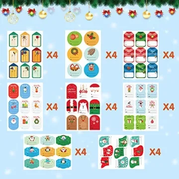 Christmas Gift Tags Self-Adhesive Stickers 276Pcs