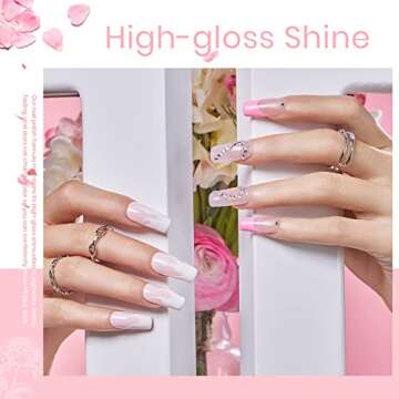 Beetles White Gel Nail Polish Set- 6 Pcs Nude Pink Peach Glitter Gel Polish Set Neutral Soak Off Uv Nail Lamp Manicure Set Skin Tones Cured Gel Base Top Coat DIY at Home Gifts for Women