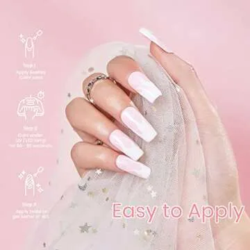 Beetles White Gel Nail Polish Set- 6 Pcs Nude Pink Peach Glitter Gel Polish Set Neutral Soak Off Uv Nail Lamp Manicure Set Skin Tones Cured Gel Base Top Coat DIY at Home Gifts for Women