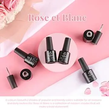 Beetles White Gel Nail Polish Set- 6 Pcs Nude Pink Peach Glitter Gel Polish Set Neutral Soak Off Uv Nail Lamp Manicure Set Skin Tones Cured Gel Base Top Coat DIY at Home Gifts for Women