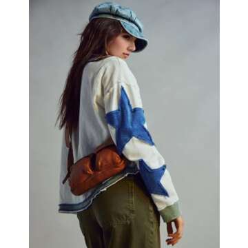 WINSASI Women Cotton Oversized Star Sweatshirt for Spring