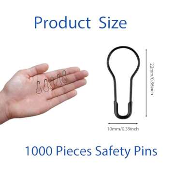 Transun Moo 1000Pcs Black Safety Pins 0.8" Metal Bulb Pins Gourd Pin Clothing Tag Pins Calabash Pin ...