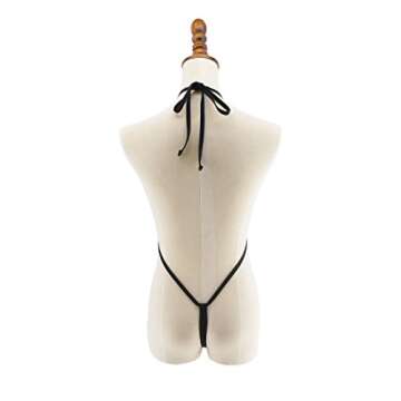 SHERRYLO Exotic Micro Mini Bikini Black Thong Swimsuit Swimwear Bathing Suit Monokini,Free Size,Black