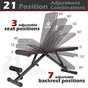 ADVENOR Weight Bench Adjustable Strength Training Incline Decline Full Body Workout Foldable Exercise Bench For Home Gym