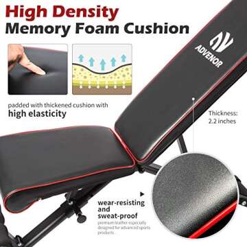 ADVENOR Weight Bench Adjustable Strength Training Incline Decline Full Body Workout Foldable Exercise Bench For Home Gym