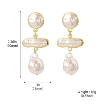 Buy HETICA Baroque Pearl Earrings - Elegant Statement Jewelry