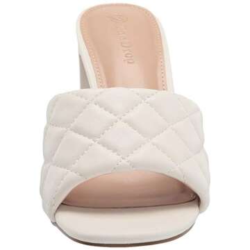 The Drop Women's Pattie High Block Heeled Mule Sandal, Quilted Ivory, 9.5