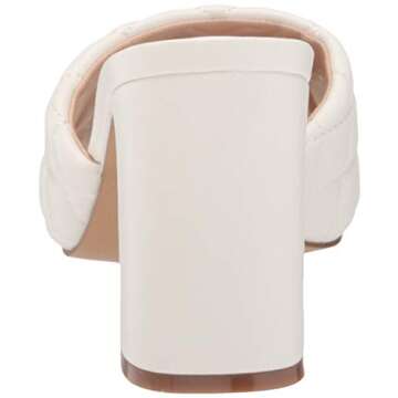 The Drop Women's Pattie High Block Heeled Mule Sandal, Quilted Ivory, 9.5