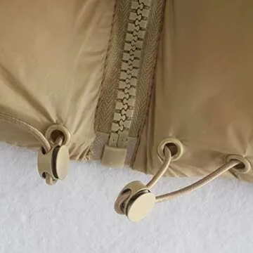 Shiyifa Women's Fashion High Neck Zipper Cropped Puffer Vest Jacket Coat (Khaki, Small)