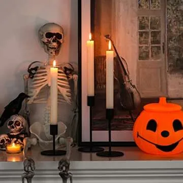 smtyle Short Black Candlestick Holders Taper Candle Holders for Candlestick Candles Set of 3 with Mirror Drip Protectors Ideal for Table Centerpiece Dinner Party