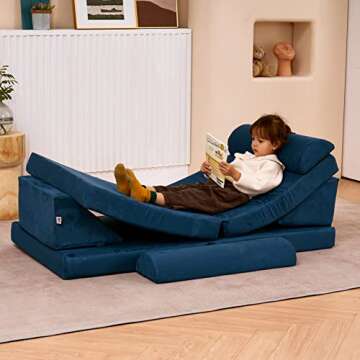 jela Kids Couch Large, Floor Sofa Modular Funiture for Kids Adults, Playhouse Play Set for Toddlers ...