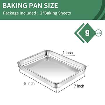Baking Sheets Set of 2, HKJ Chef Cookie Sheets 2 Pieces Stainless Steel Baking Pans & Toaster Oven T...
