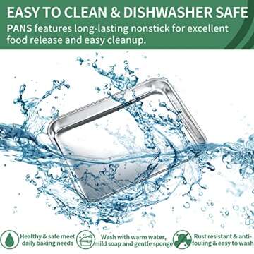 Baking Sheets Set of 2, HKJ Chef Cookie Sheets 2 Pieces Stainless Steel Baking Pans & Toaster Oven Tray Pans, Rectangle Size 9L x 7W x 1H inch & Non Toxic & Healthy & Easy Clean