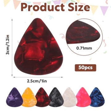 Lnngub 50 Pack Guitar Picks - Medium Guitar Pics with Box, Colorful Celluloid for Electric, Acoustic...