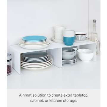 Yamazaki Home Tower Stackable Kitchen Rack Storage Organizer Counter Shelf, Large, White