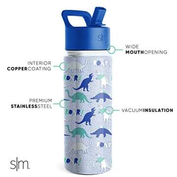 Simple Modern Kids Water Bottle with Straw Lid | Insulated Stainless Steel Reusable Tumbler for Todd...