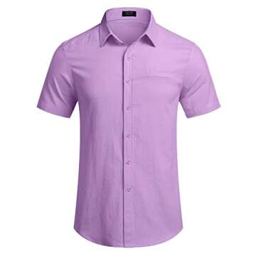 COOFANDY Men's Aloha Shirt Short Sleeve Button Down Vacation Shirt Lightweight Summer Linen Tropical Shirts