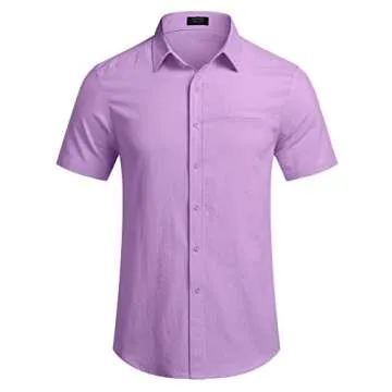 COOFANDY Men's Aloha Shirt Short Sleeve Button Down Vacation Shirt Lightweight Summer Linen Tropical Shirts