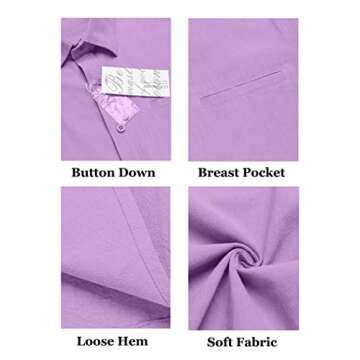 COOFANDY Men's Aloha Shirt Short Sleeve Button Down Vacation Shirt Lightweight Summer Linen Tropical Shirts