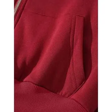 SHENHE Women's Burgundy Zip Up Hoodie for Casual Style