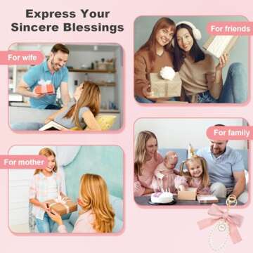 Teaaha Pink Bow Keychain Cute Pearl Keychains Coquette Beige Pearl Bow Aesthetic Key Chain Ring with Charms, Bowknot Keychain Wistlet Accessories for Car Keys Bag Purse Women