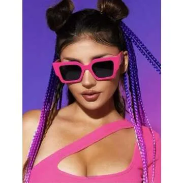 Trendy Square Sunglasses for Women in Hot Pink Frame