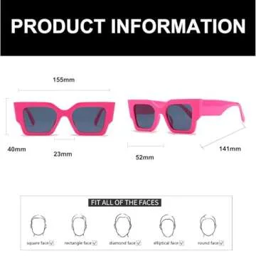 Trendy Square Sunglasses for Women in Hot Pink Frame