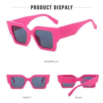 Trendy Square Sunglasses for Women in Hot Pink Frame