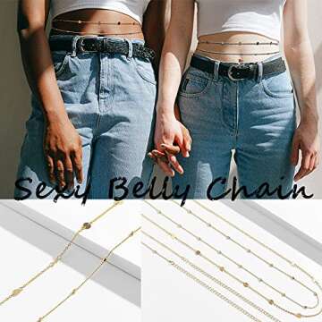 N A Simple Shiny Sequins Belly Chain Layered Body Chain Jewelry for Women Girls Summer Beach Bikini Accessories (Silver), adjustable