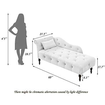 Holaki Velvet Chaise Lounge,Indoor Accent Chaise Chair with Pillow,Button Tufted Right Arm Facing Lo...