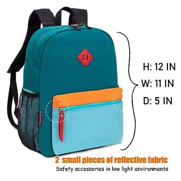 HawLander Toddler Backpack for Boys, 12 inch Kids Preschool Backpack with Chest Strap, Blue Green