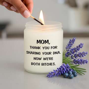 Funny Mother's Day Gifts - Unique Lavender Candle for Mom