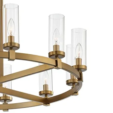 Stiffel Aron Brass Gold Wagon Wheel Chandelier 36" Modern Design