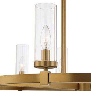 Stiffel Aron Brass Gold Wagon Wheel Chandelier 36" Modern Design