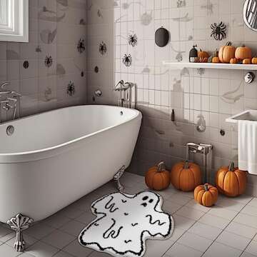 Spooky TRUEDAYS Halloween Bath Mat Non-Slip Ghost Rug