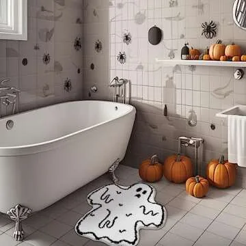 Spooky TRUEDAYS Halloween Bath Mat Non-Slip Ghost Rug