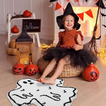 Spooky TRUEDAYS Halloween Bath Mat Non-Slip Ghost Rug