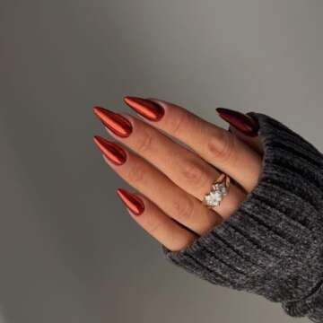 KQueenest Medium Chrome Press on Nails for Women